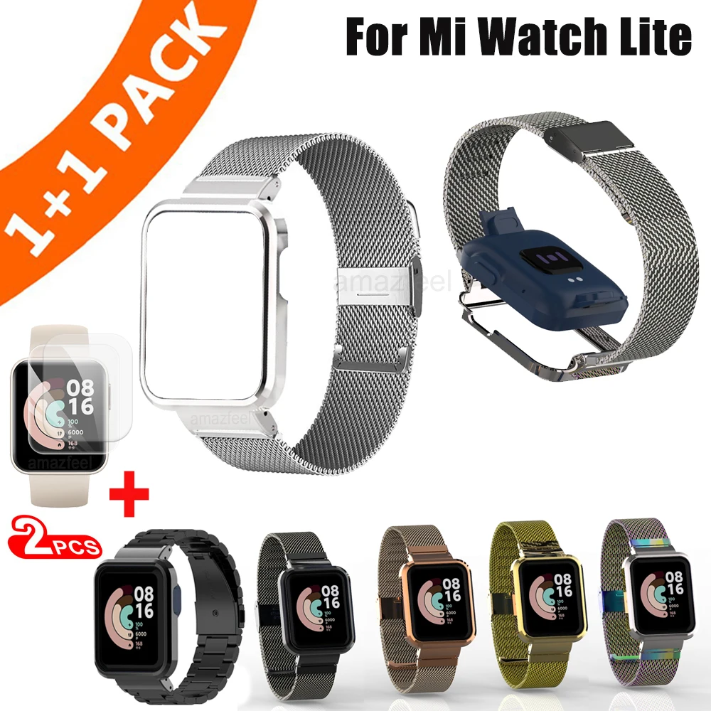 Миланский ремешок для умных часов Xiaomi Mi Watch Lite металлическая рамка защитный чехол