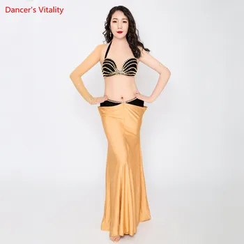 

Belly Dance High-end Custom Suit Female Child Adult Elegant Diamond Bra Practice Clothes Set Profession Performance Top+Skirt