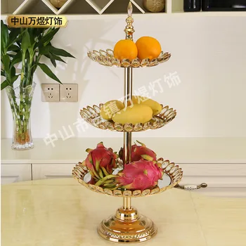 

New style metal three-layer creative crystal fruit home crystal crafts decoration