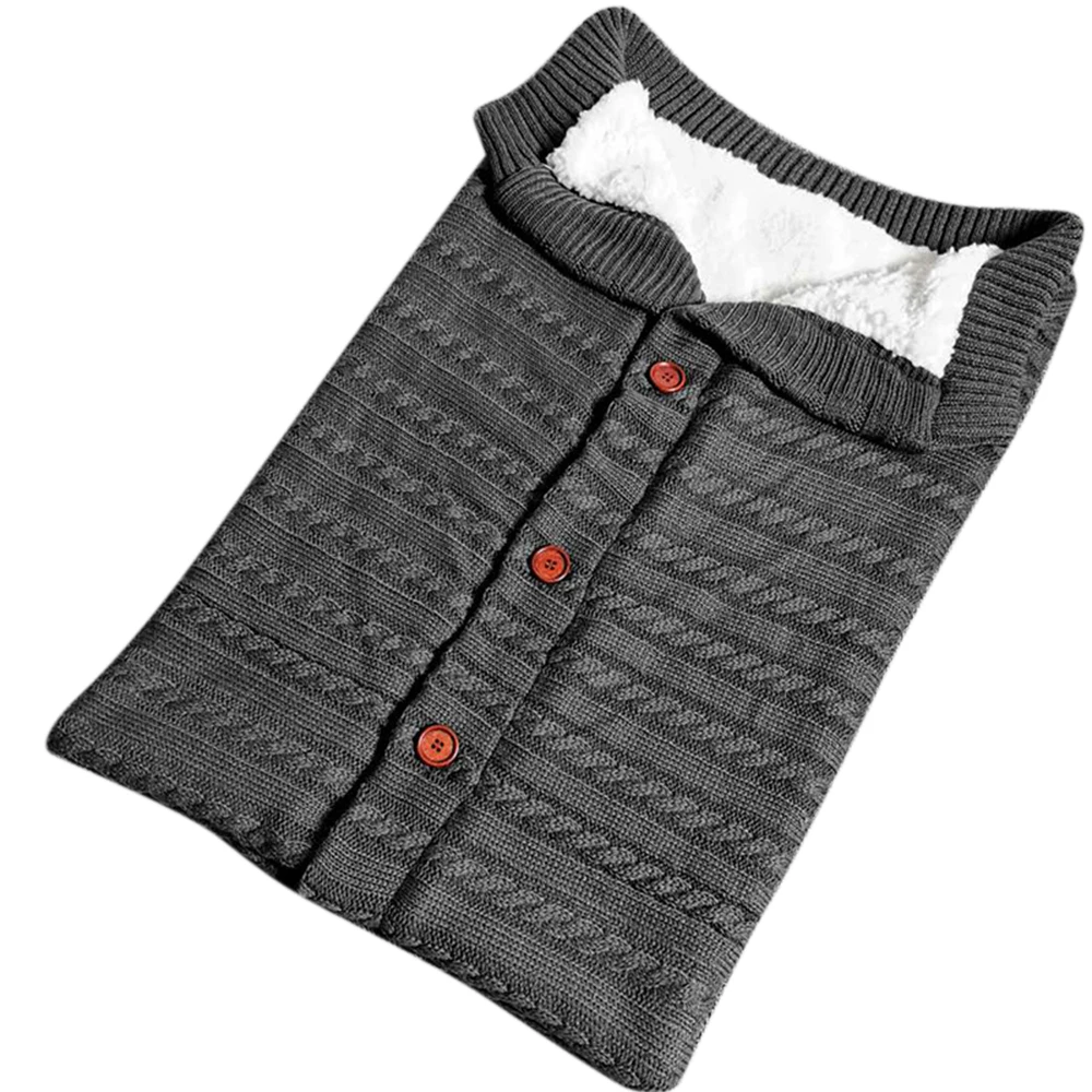 style1 dark gray LOOZYKIT, детский спальный мешок, конверт, зимний детский спальный мешок, муфта для ног, коляска, вязаный спальный мешок для новорожденных, пеленка, Вязаная Шерсть, Slaapzak - Цвет: style1 dark gray
