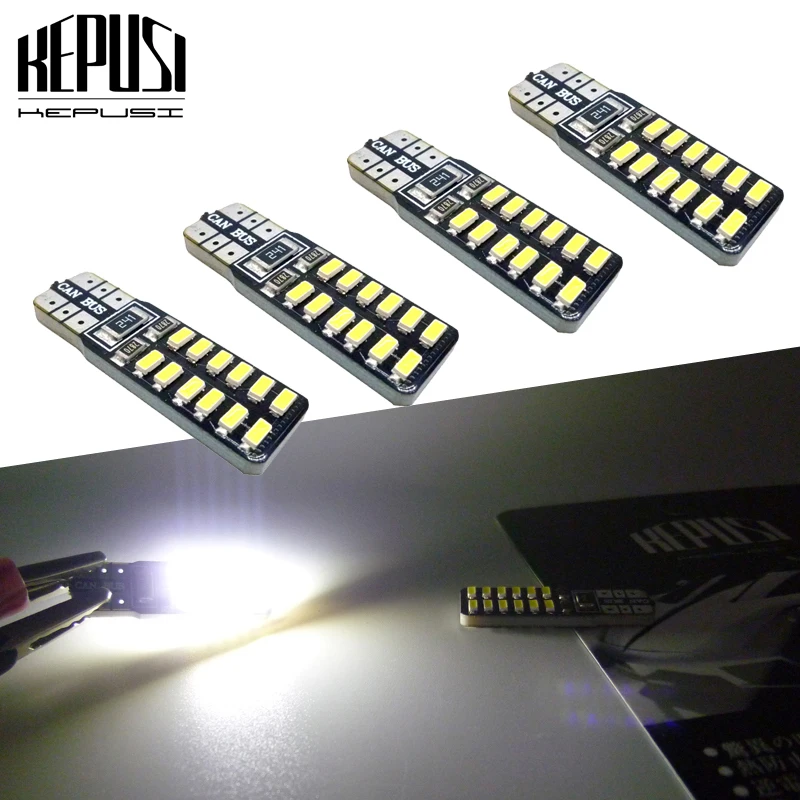 

4pcs T10 W5W LED Car Light Canbus LED Car lamps Turn Signal License Plate Light Trunk Reading Lamp Parking Light 12V White