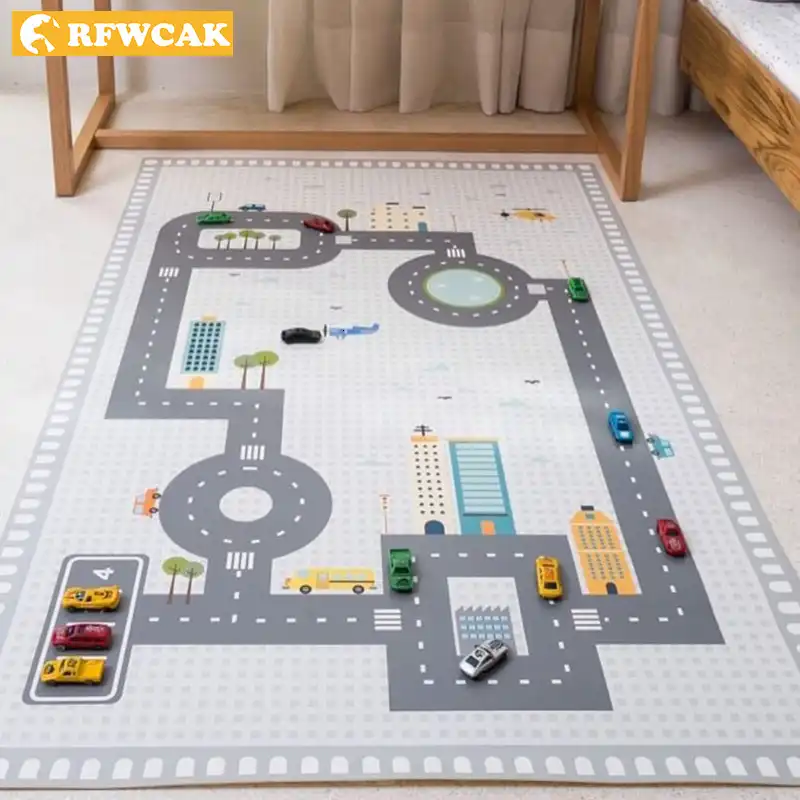 New 80x130cm Kids Car City Scene Taffic Highway Map Play Mat Carpet Rugs Floor Mat Area Rug For Living Room Baby Room Decoration Aliexpress