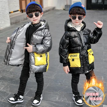 

Baby Boys winter coat padded cotton parka 2-9 years Bright color fabric stitching bear baby winter jacket Hand stuffed cotton