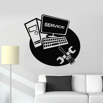 

Computer Wall Decal Laptop Service Repair Technology Vinyl Window Stickers Repair Tools Art Mural Removable Interior Decor 3723