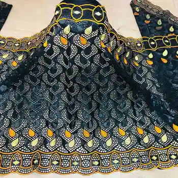 

High Quality African Bazin Riche Fabric 2020 Swiss Embroidery Nigerian Punch Bazin Riche fabric Lace With Stone For Wedding HLBZ
