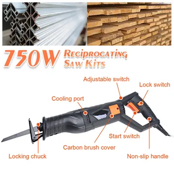 

220V 750W Electric Reciprocating Saw with Saw Blades Portable Charging Cordless Chainsaw for Wood DIY Electric Power Tools