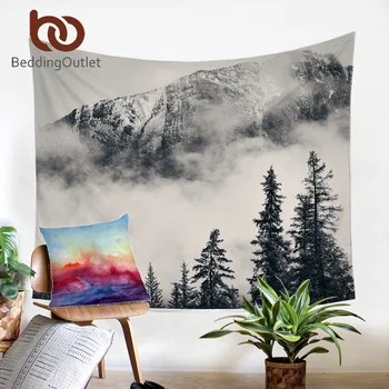 

BeddingOutlet Forest Tapestry Wall Hanging Foggy Mountain Wall Carpet Coniferous Tree Tapestry Nature Beauty Home Decor Bedsheet