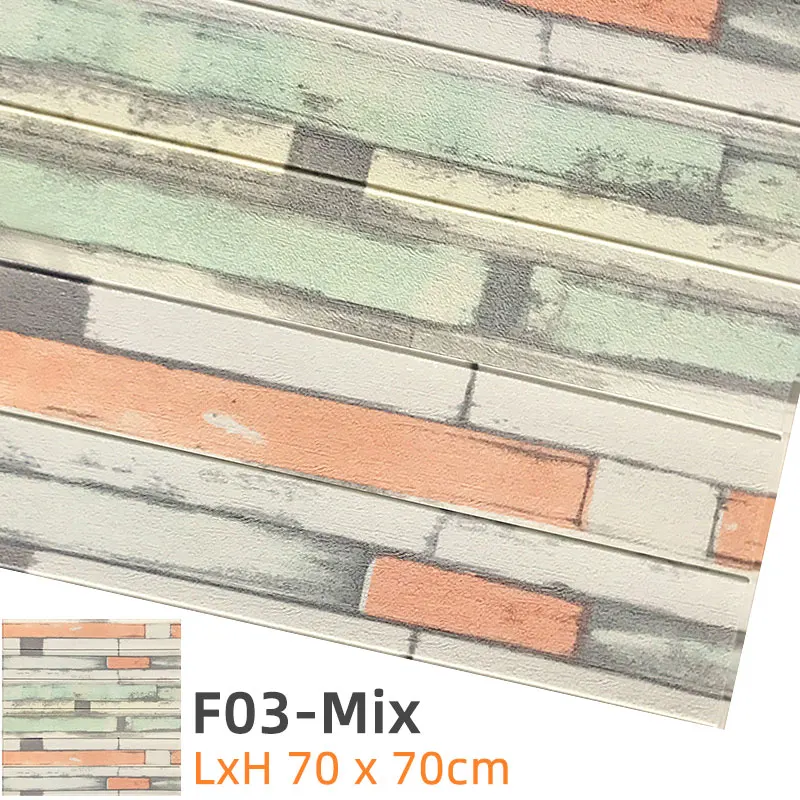 F03-Mix Kaguyahime 3D наклейки в виде кирпичной стены DIY Декор самоклеющиеся водоотталкивающие обои для детской комнаты спальни 3D стикер на стену кирпич - Цвет: F03-Mix
