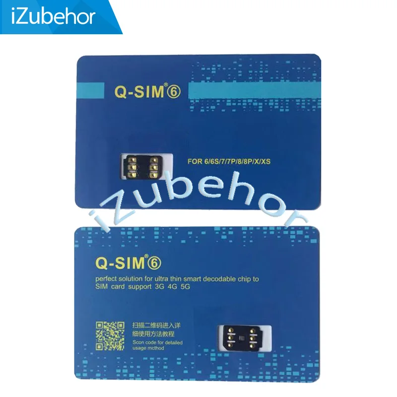 Support IOS13 Q-SIM 6 for iphone 5/5c/5s/6/6p/6s/7/7p/8/8p/x/xs /XS max/11/11 pro the latest automatic 5G LTE Sim Card Adapter