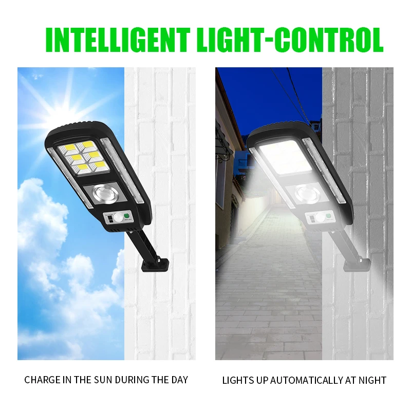 1/2PCS Solar Street Light Outdoor LED Garden Lamp Human Body Induction Wall Light Waterproof Solar Red Blue Warning Remote 2100W cheap solar lights