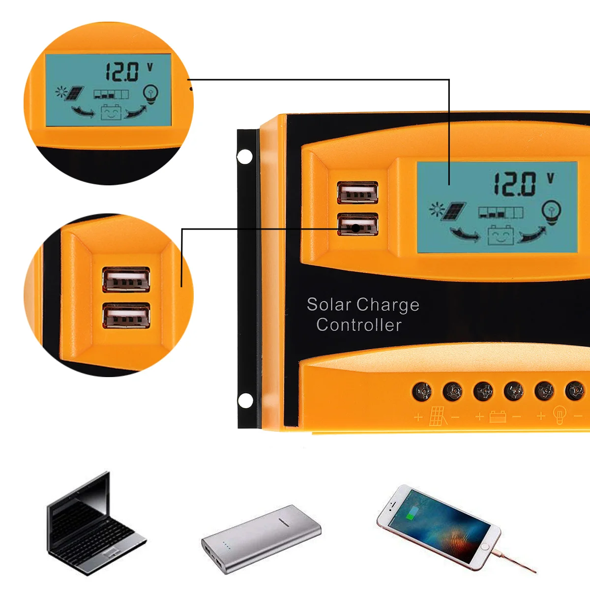 12 V/24 V PWM регулятором солнечного Зарядное устройство Контроллер Dual USB регулятором солнечного заряда ЖК-дисплей Дисплей регулятором солнечного заряда регуляторы Контроллер 20A 30A 40A 50A 60A