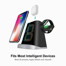 3 в 1 Беспроводная зарядка Индукционная подставка для зарядного устройства для iPhone X XS Max XR 8 Airpods Apple Watch 2 в 1 док-станция