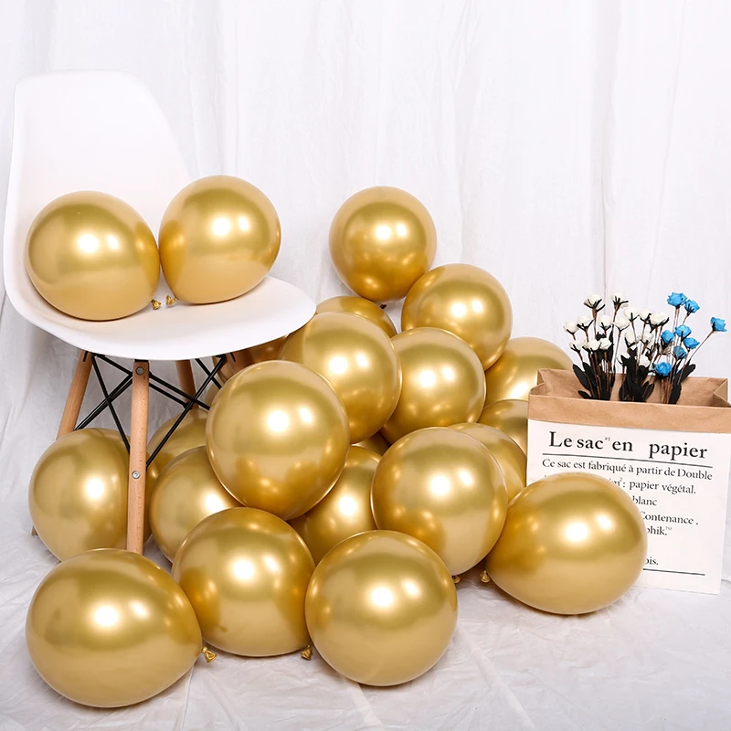 Gold 200 шт. 10/12 дюймов хром шары из латекса цвета металлик надувные Globos воздушный шар с гелием День рождения украшения дети балон - Цвет: Gold
