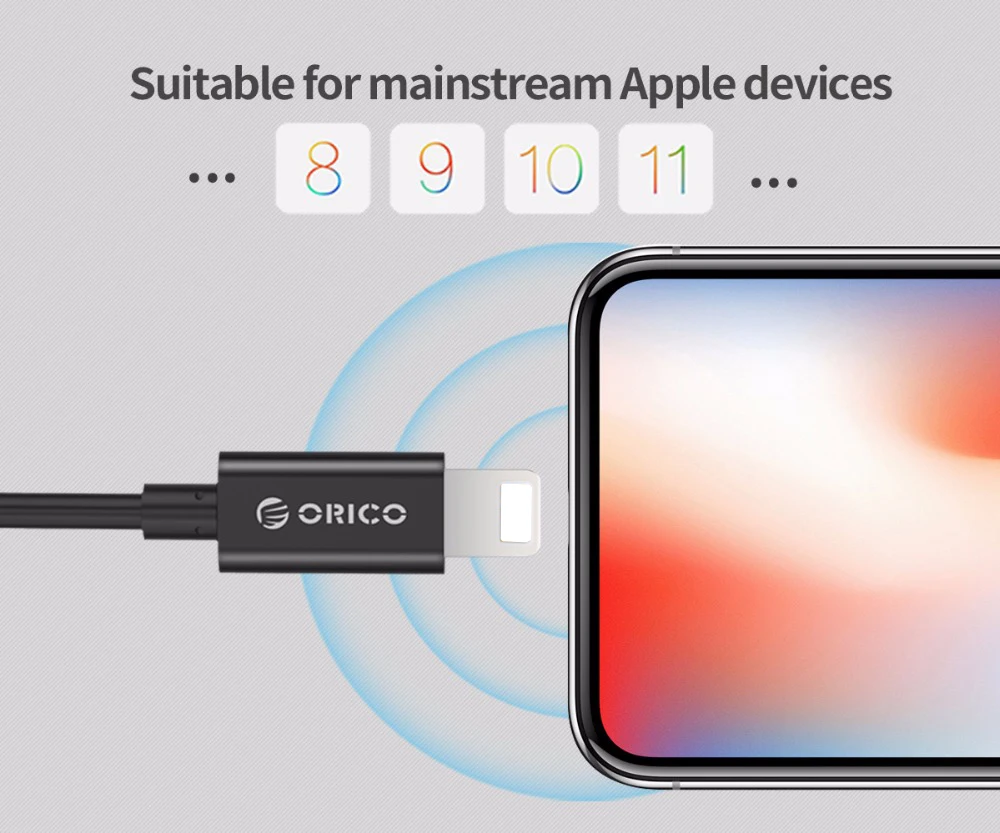ORICO USB Cable for Iphone 8 7 6s plus X Ipad Charging USB Lighting Cable Sync Mobile Phone Charger Cord Data Adapter 1M (8)
