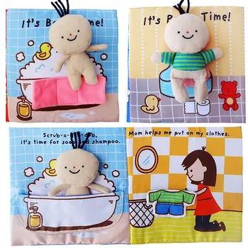 

2pc Soft 3D Baby Cloth Book of Bath Potty Infant Early cognitive Development Quiet Book Baby Educational Unfolding Activity Book