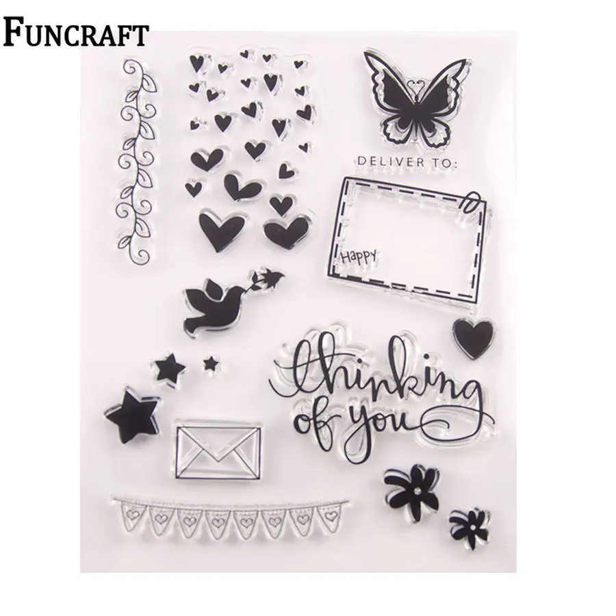 1 лист слоев сердца звезда бабочка конверт рамка-флаг прозрачные резиновые