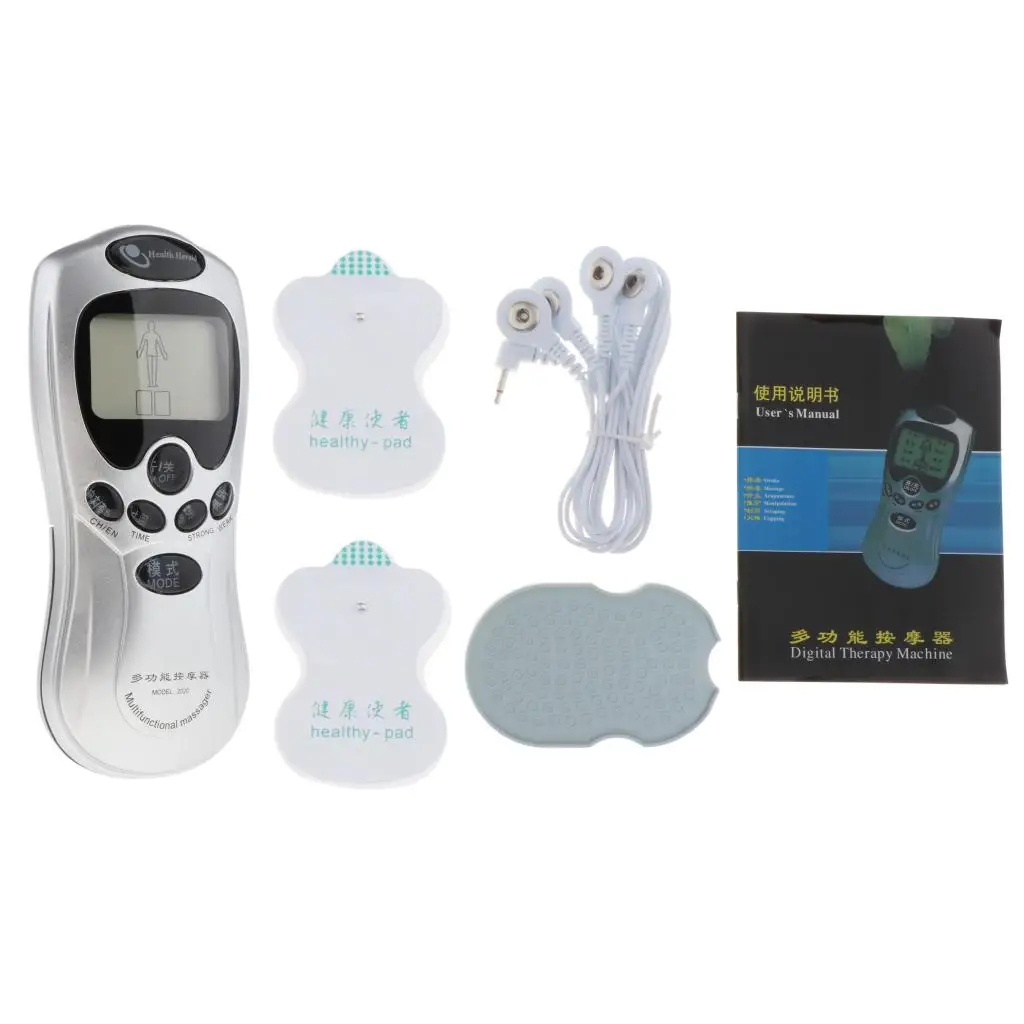Portable Unit Electronic Pulse Massager Back Pain Relief with 8 Modes Unit Muscle Stimulator Machine Extra Pads