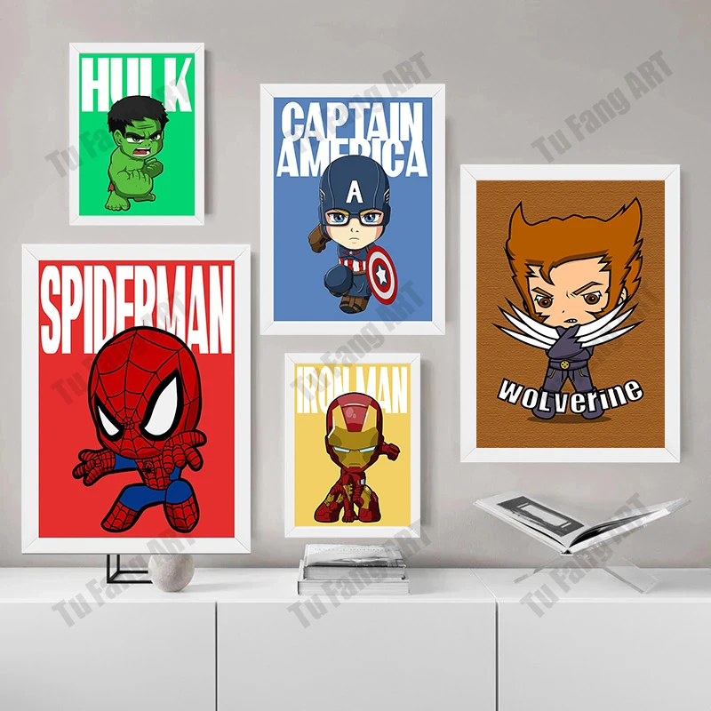 Настенная картина из мультфильма Marvel Мстители рисунок на холсте супергерой