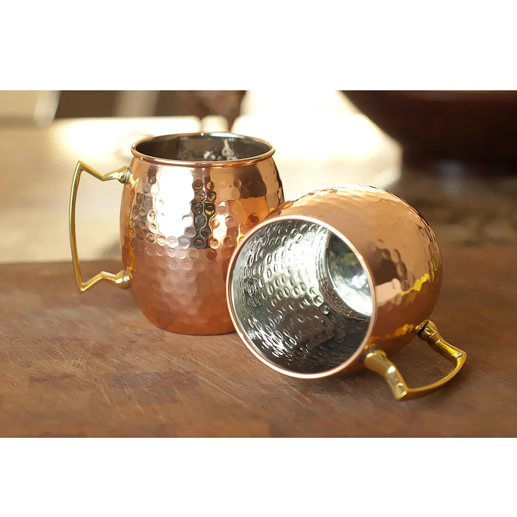 STAINLESS STEEL WITH COPPER PLATED MOSCOW MULE CUP MUG Hammered 5 Types