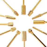 12PCS Professional Nail Drill Bits Set Electric Nail File Carbide Bit Silver Gold Nail Art Tools 3/32'' with Storage Case Holder 2