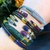 missvikki Original Mix Match Pencil Stackable Bangle For Women Bridal Wedding Cubic Zircon Open Dubai Bracelet Party Jewelry 1