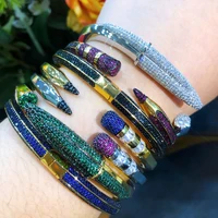 missvikki Original Mix Match Pencil Stackable Bangle For Women Bridal Wedding Cubic Zircon Open Dubai Bracelet Party Jewelry 1
