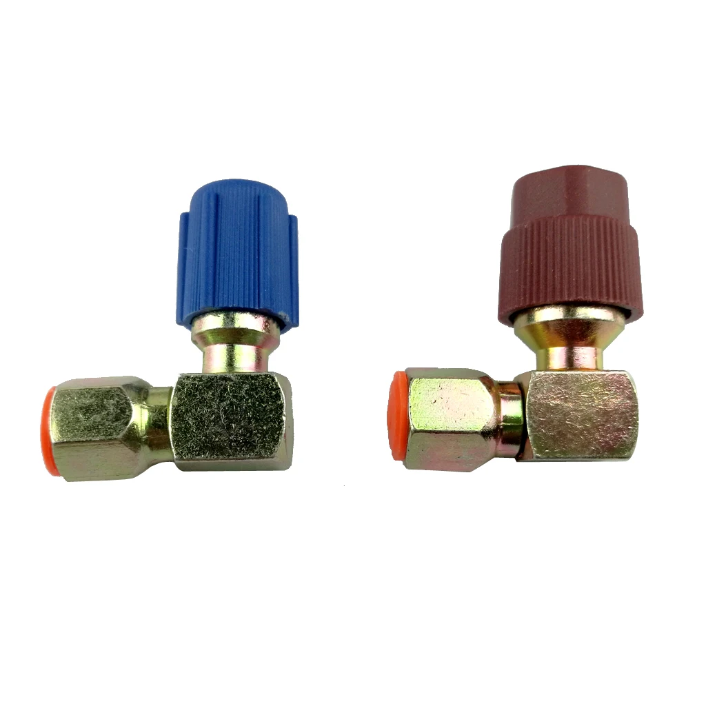 1 Pair A/C Adapter 7/16L 3/8H R12 to 134a 90 Degree Connector With Caps