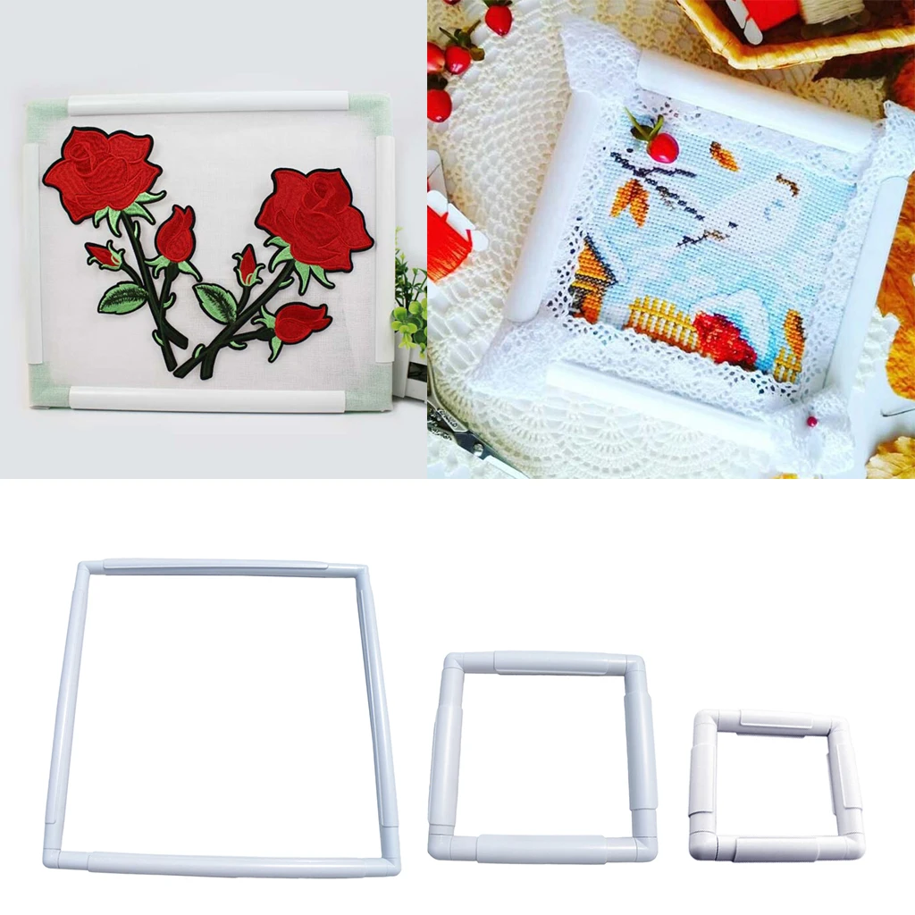 Square Clip Embroidery Snap Frame Sewing Hoop for Cross Stitch DIY 