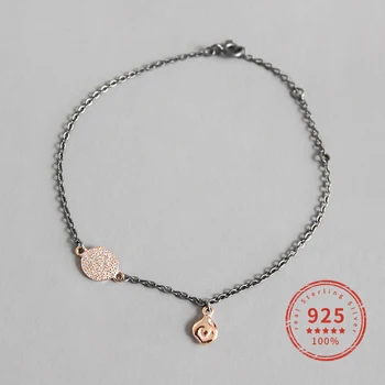 

925 Sterling Silver Bracelet Vintage Studded Zircon Black Gold Female Bracelet Fine Jewelry Gift Wedding WDB048