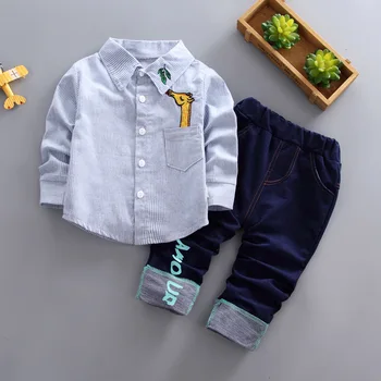 

2019 Autumn New Baby Toddler Jeans Suits Children Shirt Suit Baby Clothes Boys Suits Kids Cotton Long Sleeve Shirt+Denim Pants