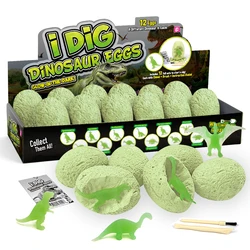 Escavação para fora kit dinossauro ovo 12 pçs diy escavação brinquedos brilho no escuro brinquedos crianças ciência brinquedos educativos