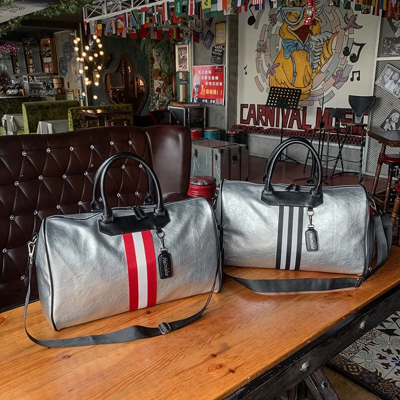 

Gym Bag Women's Fashion Pu Large-Volume Short Trip Business Trip Travel Bag Yoga Hand Contrast Color Waterproof Luggage Bag Whol