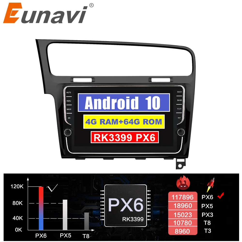 Eunavi 2Din Android Car Radio GPS for VW Volkswagen Golf 7 Golf7 2013- 2015 Multimedia player TDA7851 Auto Audio Stereo WIFI RDS |