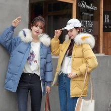 Зимняя женская куртка, женский пуховик с капюшоном, меховой воротник, на молнии, Длинная женская куртка, Женский Теплый Зимний пуховик