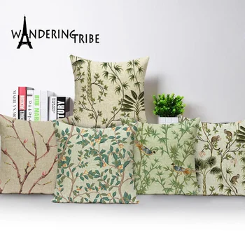 

Tropical Jungle Throw Pillow Case Shabby Chic Flower Floral Cushion Cover Home Decor Sofa Bed Cushion Plant Bird Pillows Covers