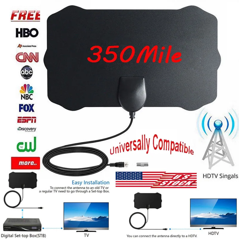 200 Mile Range Внутренняя антенна ТВ цифровая HD Skywire 1080p Sky Link кабельная антенна с усилением сигнала Усилитель активная Крытая антенна HD