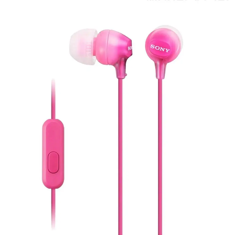 pink Оригинальные sony MDR-EX15AP 3,5 мм проводные наушники-вкладыши сабвуфер стерео наушники Hands-free с микрофоном для телефона xiaomi huawei sony - Цвет: pink