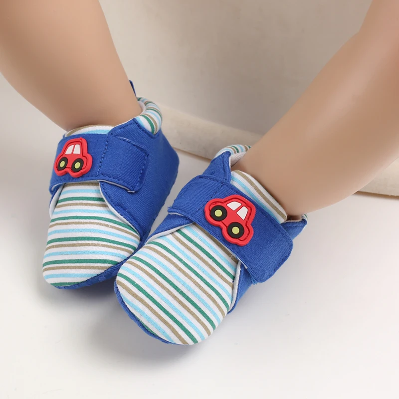 Детская обувь для новорожденных мальчиков и девочек 0-18 месяцев; детская повседневная обувь в полоску с рисунком автомобиля; обувь на мягкой подошве для маленьких девочек; кроссовки