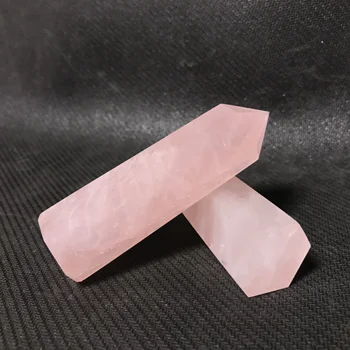 

2pcs beautiful 100% natural pink rose quartz Crystal gemstone single point Metaphysical Healing love stone wand gift wholesale