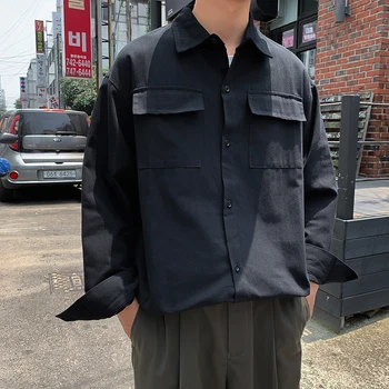 

Men's shirts spring 2020 new slimming, plus-size workwear long-sleeved casual solid color shirt loose casual youth men's wear