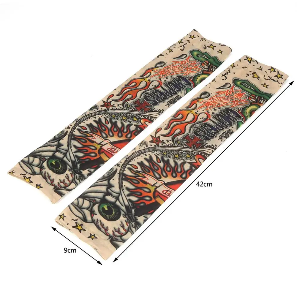 1 Pair Tattoo Arm Suit Unisex Riding Driving UV Protection Sunscreen Equipment Temporary Tattoo Pattern Arm Sleeve Stockings New