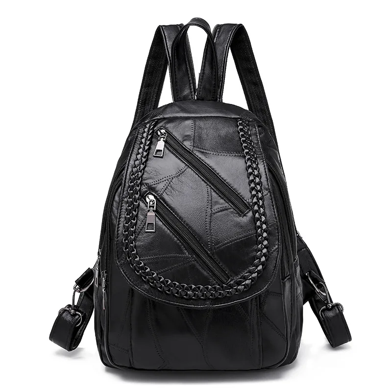 

INS Super Fire Weaving Small Backpack Women's 2019 Spring New Style Korean-style Versatile Soft Leather Shoulder Bag Casual Trav