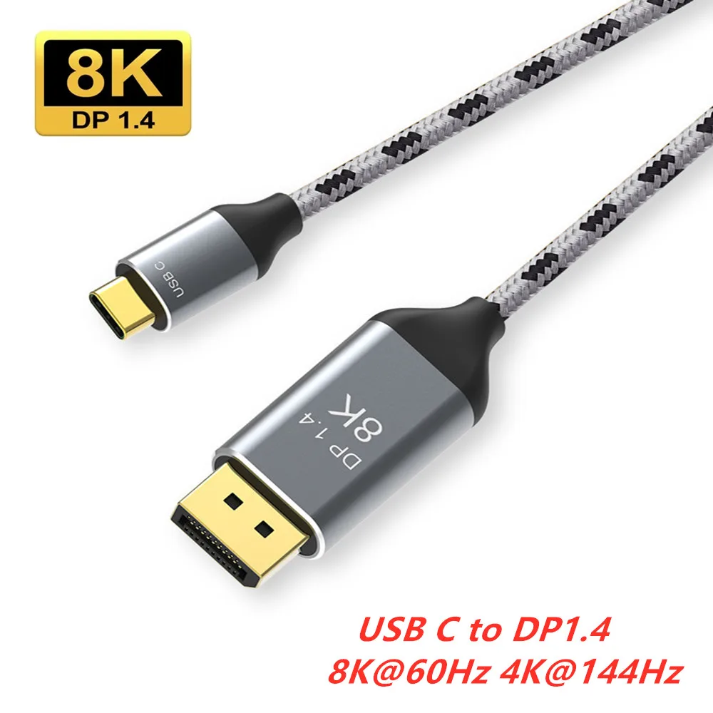 Thunderbolt 3 usb c para displayport 8k cabo tipo c para dp1 4 hbr3
