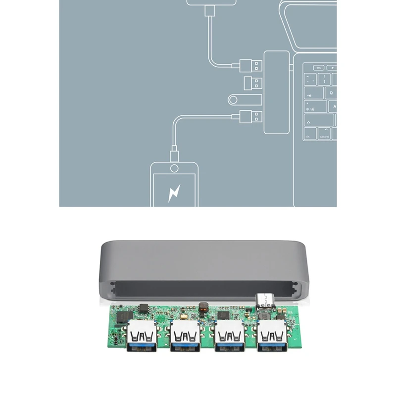 Usb3.0 концентратор type-C на 4 порта 5 Гбит/с Usb-C концентратор адаптер Usb 3,0 для ноутбуков Аксессуары компьютер