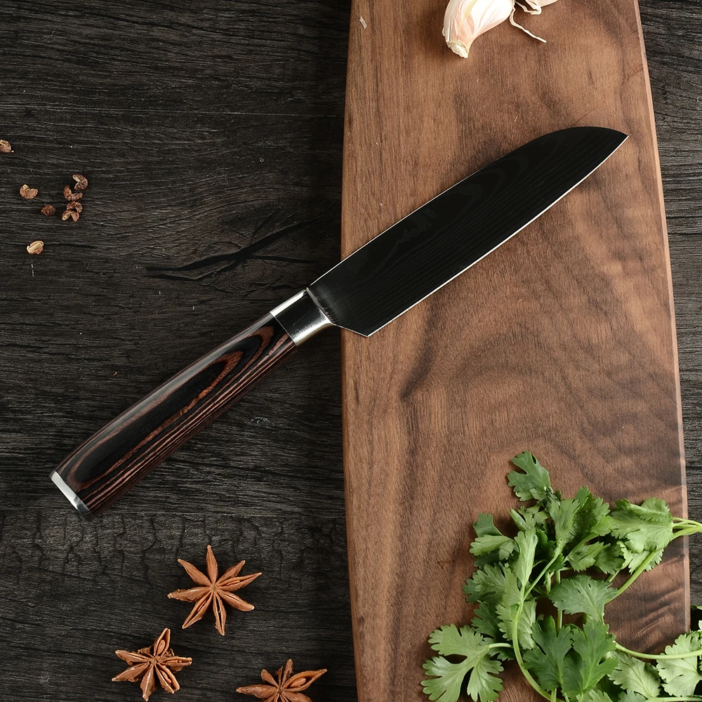 Santoku супер Острый кухонный нож 5 дюймовый Многофункциональный Азиатский немецкий