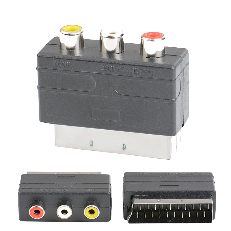 

500 pcs RGB Scart Plug to 3RCA RCA Female AV Adapter output best quality from factory wholesaler price