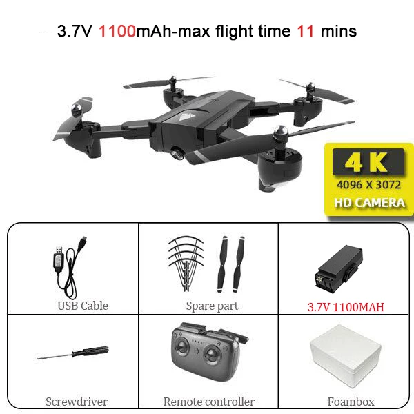 Лучший 4K складной Дрон Профессиональный с двойной камерой Дрон для селфи WiFi FPV широкоугольный оптический поток RC Квадрокоптер Вертолет игрушка - Цвет: 4K camera 11mins