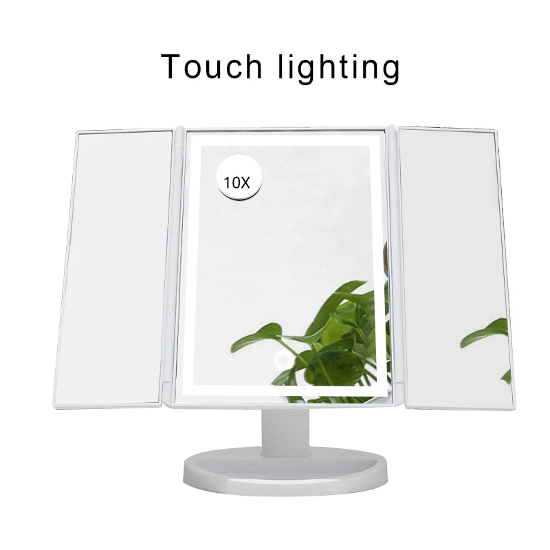 

Make up Mirror 22 LED Lights Vanity Miroir Touch Screen Flexible 1X/10X Magnifying Cosmetic USB Or Battery Use Adjustable
