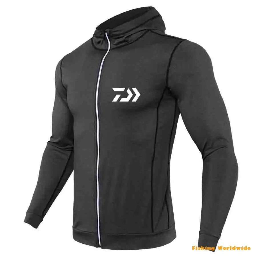 New Men Running Fishing Jackets Fitness Outdoor Sports Quick Dry DAIWA Fishing Clothing DAWA Fishing Coat Hooded Tight Hoodie