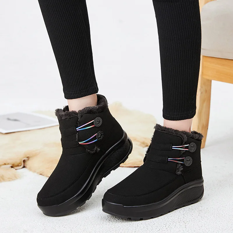 

Women Snow Boots 2019 Winter Warm Boots Female Waterproof Shoes Woman Booties Black Fur Flat Platform Shoes Plus Size 35-42